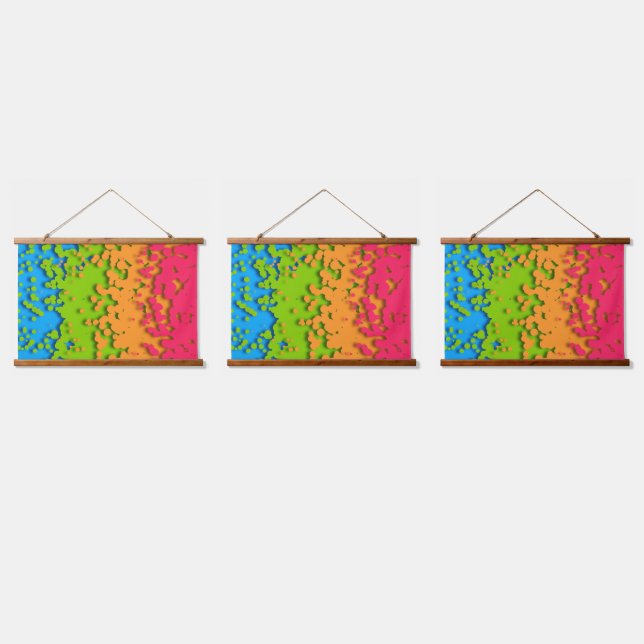 Groovy Retro Bubbly Trippy Funky Panromantic Pride Hanging Tapestry (Triple)