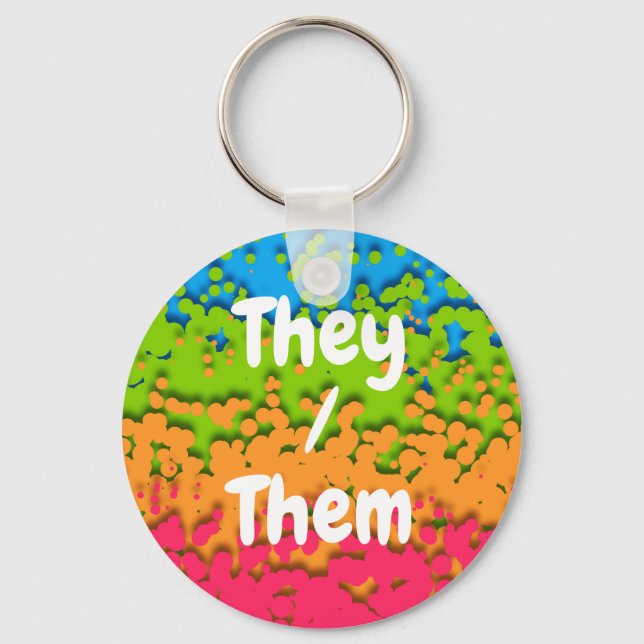Groovy Retro Bubbly Trippy Funky Panromantic Pride Key Ring (Front)