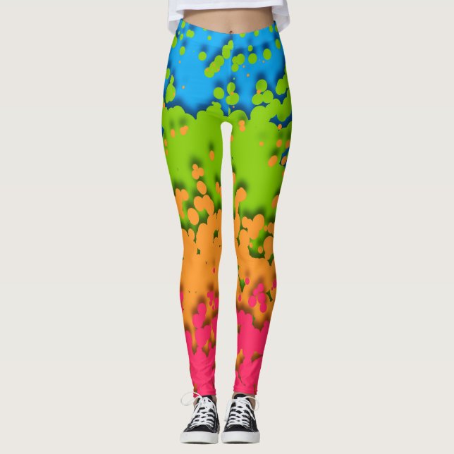Groovy Retro Bubbly Trippy Funky Panromantic Pride Leggings (Front)