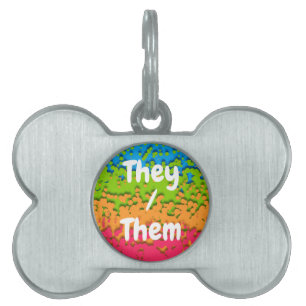 Groovy Retro Bubbly Trippy Funky Panromantic Pride Pet ID Tag