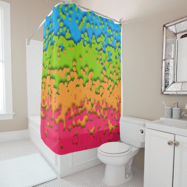 Groovy Retro Bubbly Trippy Funky Panromantic Pride Shower Curtain (In Situ)