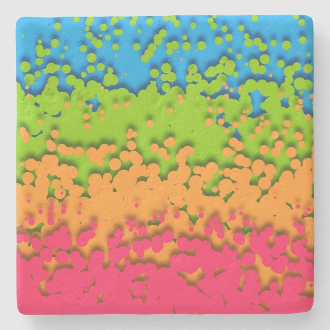 Groovy Retro Bubbly Trippy Funky Panromantic Pride Stone Coaster (Front)