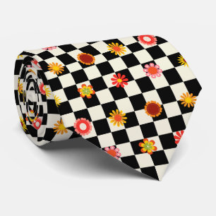 Groovy Retro Chequerboard, Y2K 90s  Tie