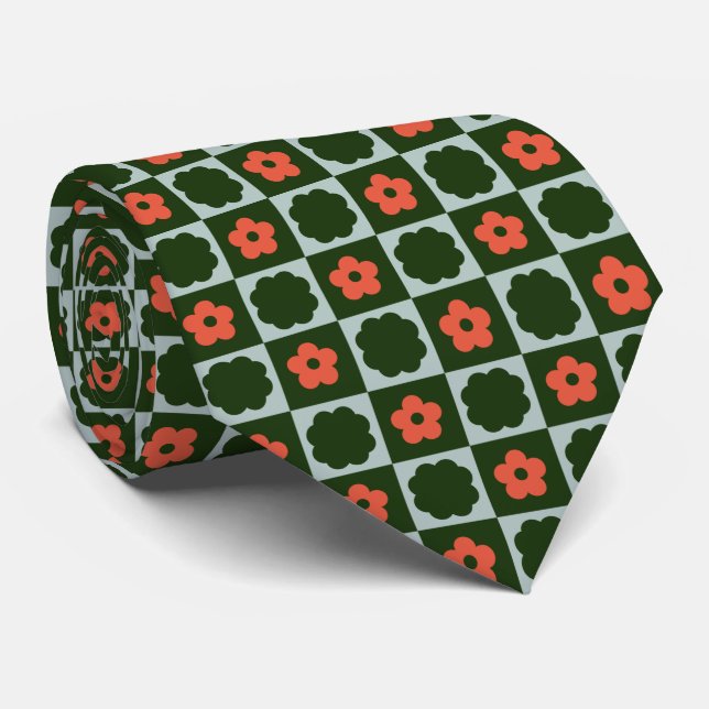 Groovy Retro Chequerboard, Y2K 90s  Tie (Rolled)