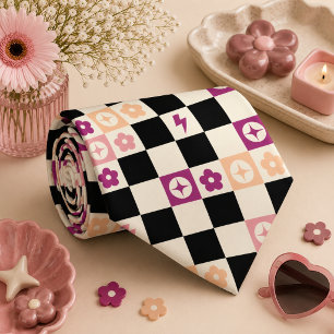 Groovy Retro Chequerboard, Y2K 90s Tie