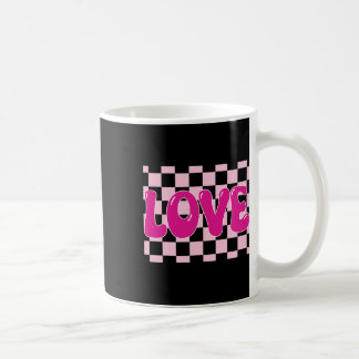 Groovy Retro Chequered Heart Love Retro Love Valen Coffee Mug