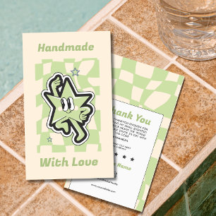 Groovy Retro Chequered Thank You Business Card 