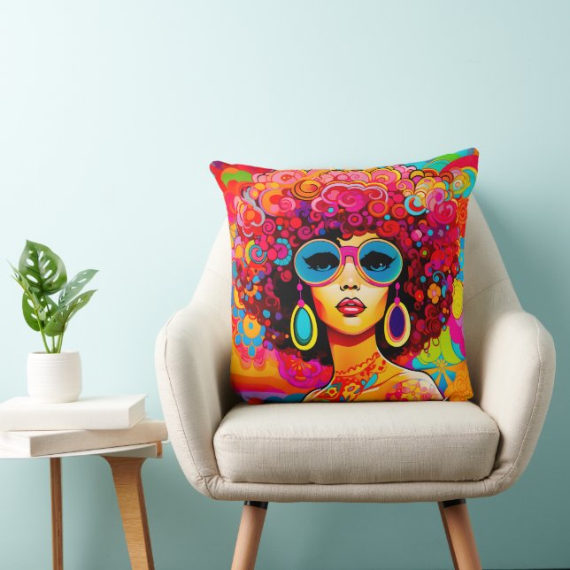 Groovy Retro Chic Floral Pop Art Cushion (Chair)