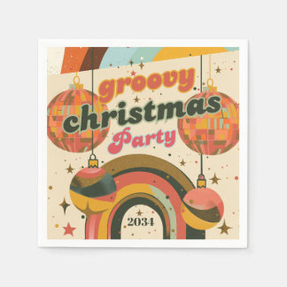 Groovy Retro Christmas 70s Inspired Napkin