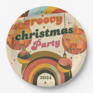Groovy Retro Christmas 70s Inspired Paper Plate