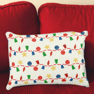 Groovy retro Christmas ornaments and garlands Decorative Cushion