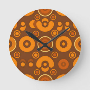 Groovy Retro Circles Abstract Pattern 1970s  Round Clock