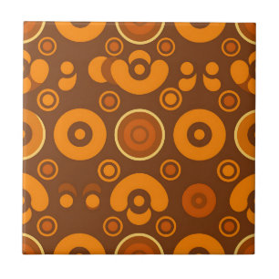 Groovy Retro Circles Abstract Pattern 1970s  Tile