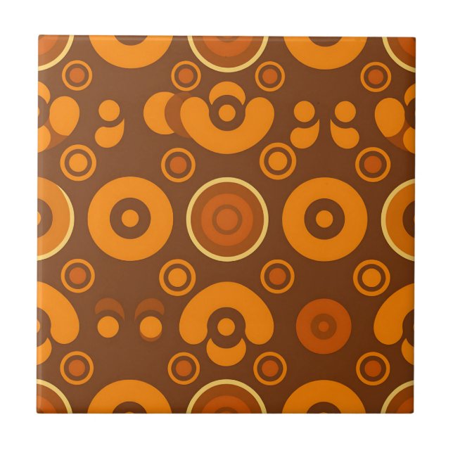 Groovy Retro Circles Abstract Pattern 1970s  Tile (Front)