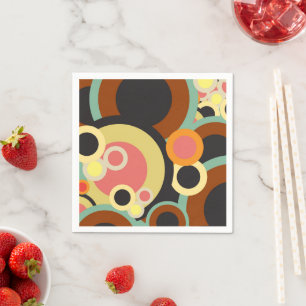 Groovy Retro circles pattern Abstract Mid Century Napkin