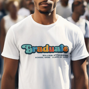 Groovy retro colourful Graduate with name T-Shirt