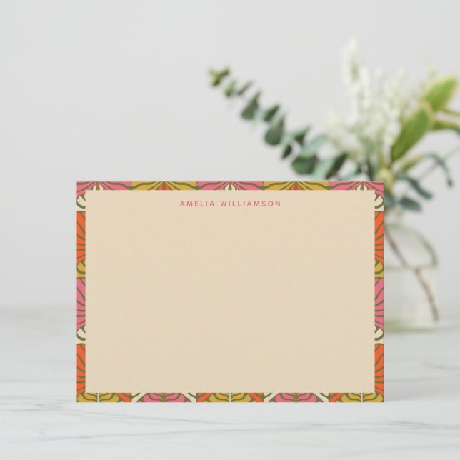 Groovy Retro Cute Personalised Stationery Name  Card (Standing Front)