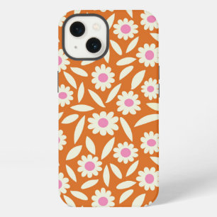 Groovy Retro Daisies Floral Pattern on orange iPhone 13 Case