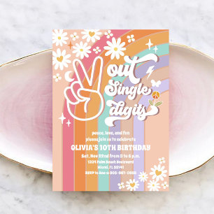 Groovy Retro Daisy 10th Birthday Invitation
