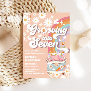 Groovy Retro Daisy Birthday Invitation