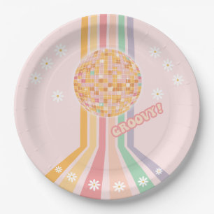 Groovy Retro Daisy Disco Birthday Paper Plate