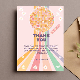 Groovy Retro Daisy Disco Birthday Thank You Card