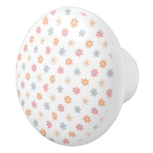 Groovy Retro Daisy Flowers Boho Floral  Ceramic Knob