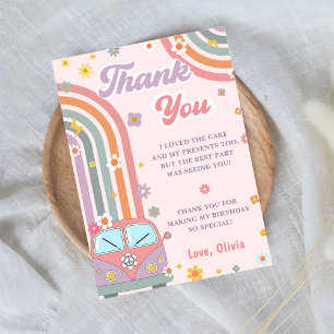 Groovy Retro Daisy Rainbow Birthday Thank You Card