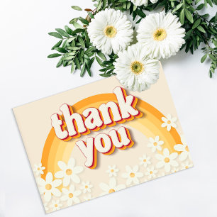 Groovy Retro Daisy Rainbow Thank You Card   Boho 7