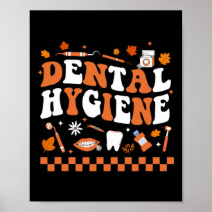 Groovy Retro Dental Hygiene Hygienist Dentist Fall Poster