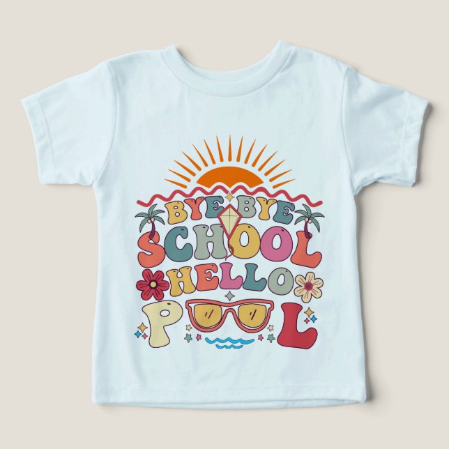 Groovy Retro Design Bye Bye School Hello Pool Cool (Design Front)