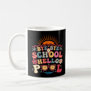 Groovy Retro Design Bye Bye School Hello Pool Cool Coffee Mug