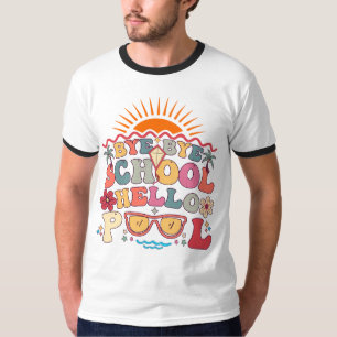 Groovy Retro Design Bye Bye School Hello Pool Cool T-Shirt