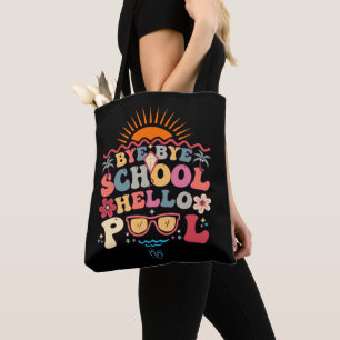 Groovy Retro Design Bye Bye School Hello Pool Cool Tote Bag