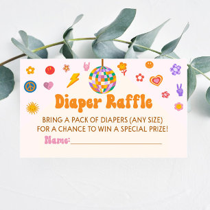 Groovy Retro Disco Baby Shower Diaper Raffle Card