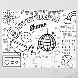 Groovy Retro Disco Birthday Colouring Activity Pag