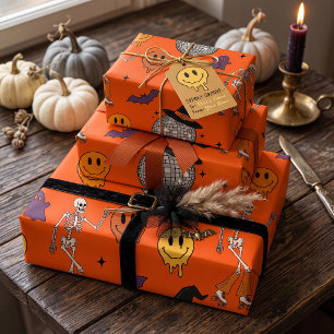 Groovy Retro Disco Boo Crew Halloween Wrapping Paper