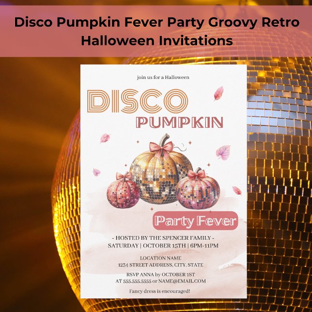 Groovy Retro Disco Pumpkin Halloween Party Fever  Invitation (Creator Uploaded)