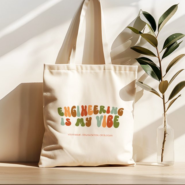 Groovy Retro Engineering Is My Vibe, Engineer Tote Bag (Creator Uploaded)