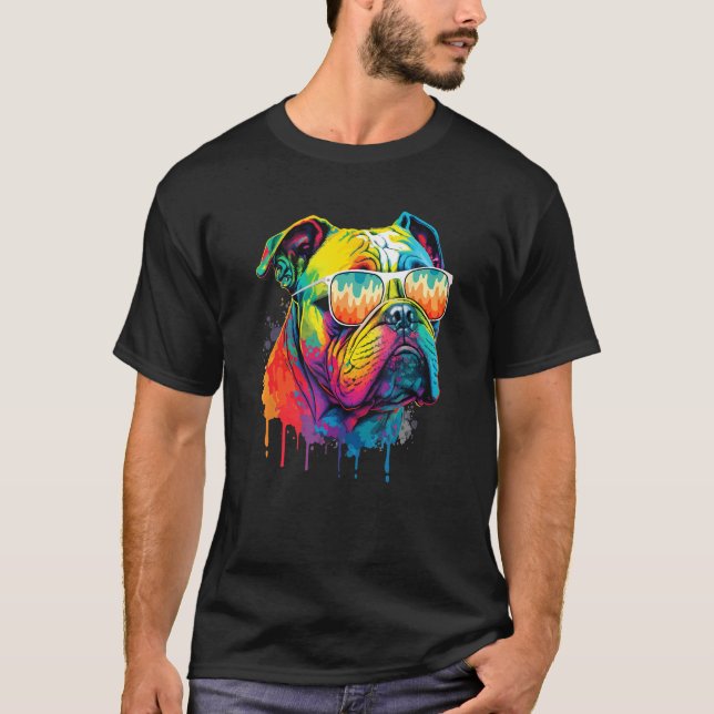 Groovy Retro English Bulldog  Dog Animal  Puppy Ow T-Shirt (Front)