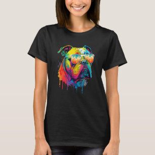Groovy Retro English Bulldog Dog Animal Puppy Ow T-Shirt