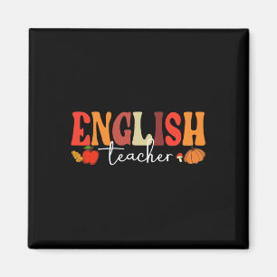 Groovy Retro English Teacher Fall Vibes Autumn Tha Magnet