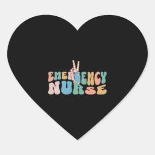 Groovy Retro ER Nurse Emergency Room Funny Nurse Heart Sticker
