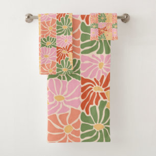 Groovy Retro Floral  Bath Towel Set
