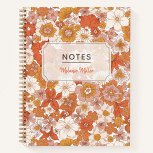 Groovy Retro Floral Pattern Notebook