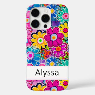 Groovy Retro Floral Personalised iPhone 16 Pro Case