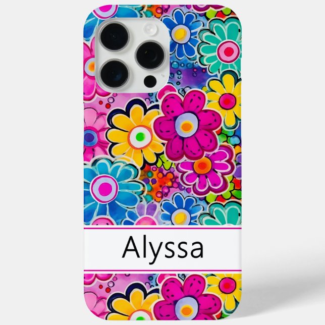 Groovy Retro Floral Personalised Case-Mate iPhone Case (Back)
