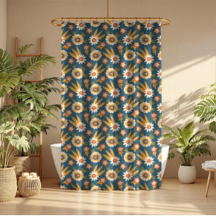 Groovy Retro Floral  Shower Curtain