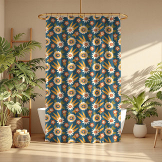 Groovy Retro Floral  Shower Curtain