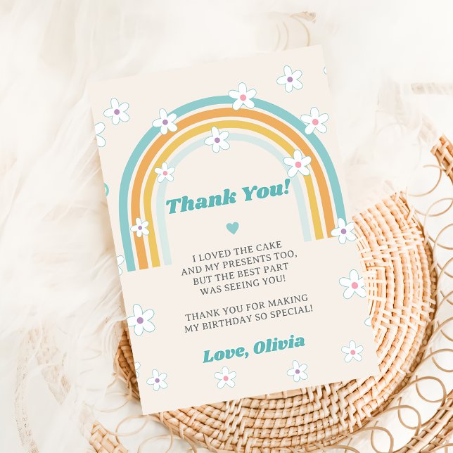 Groovy Retro Floral Thank You Card (Creator Uploaded)